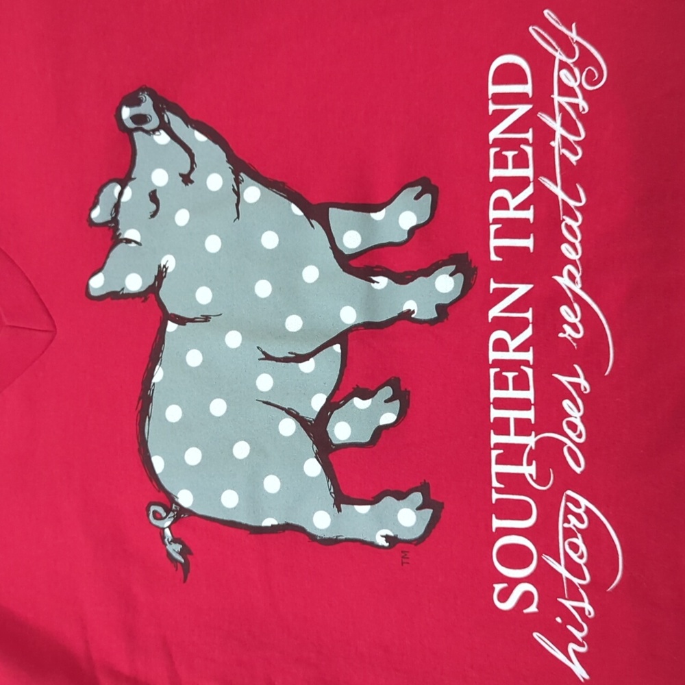 Red v-neck t shirt. Size medium
